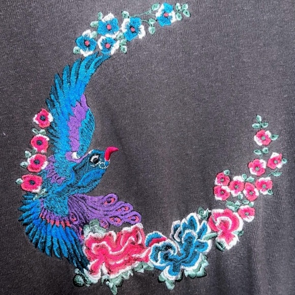 FREE PEOPLE Night Bird Velvet Embroidered Mini Dress/Tunic Pullover in Black — S - Picture 6 of 7